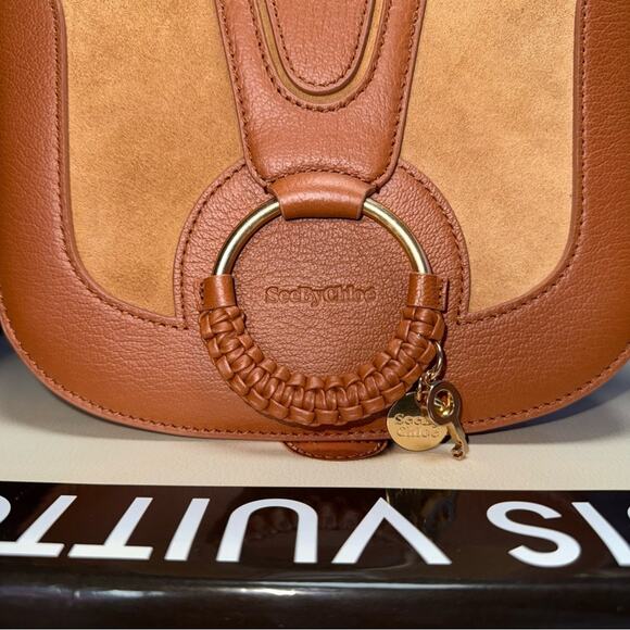 See by Chloé Hana Caramello Leather & Suede Saddle Crossbody Bag - Picture 6 of 15